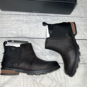 NEW Sorel Emelie Chelsea Blackened Brown Waterproof Women’s Ankle Boots sz 6